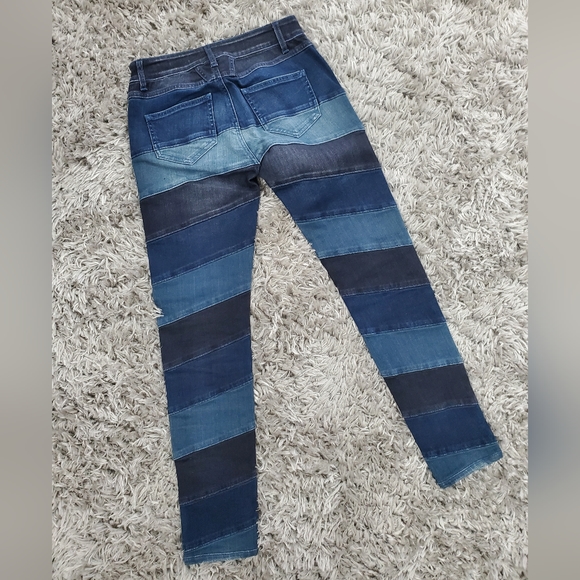 Closed Dark Blue Denim Striped Patched Jeans Size 27 - Picture 2 of 9
